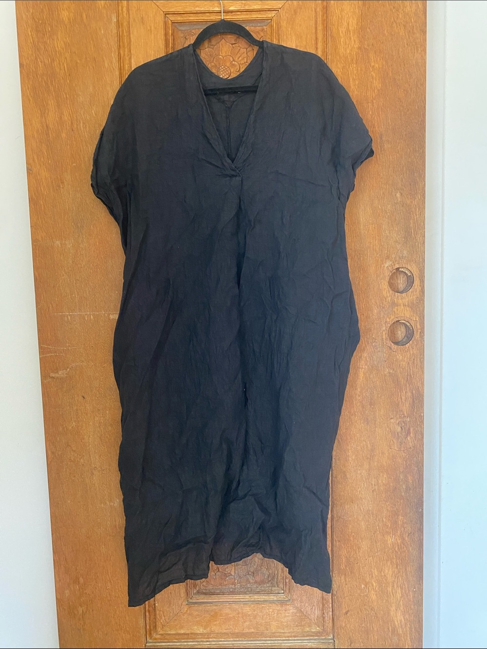 Meo Meli linen Black mid dress Swim Cover-Up free size kaftan